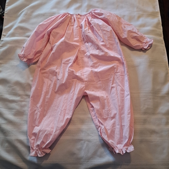 Petit Pomme girls size 24 months pink snowman bubble holiday romper, smocked - Picture 7 of 8